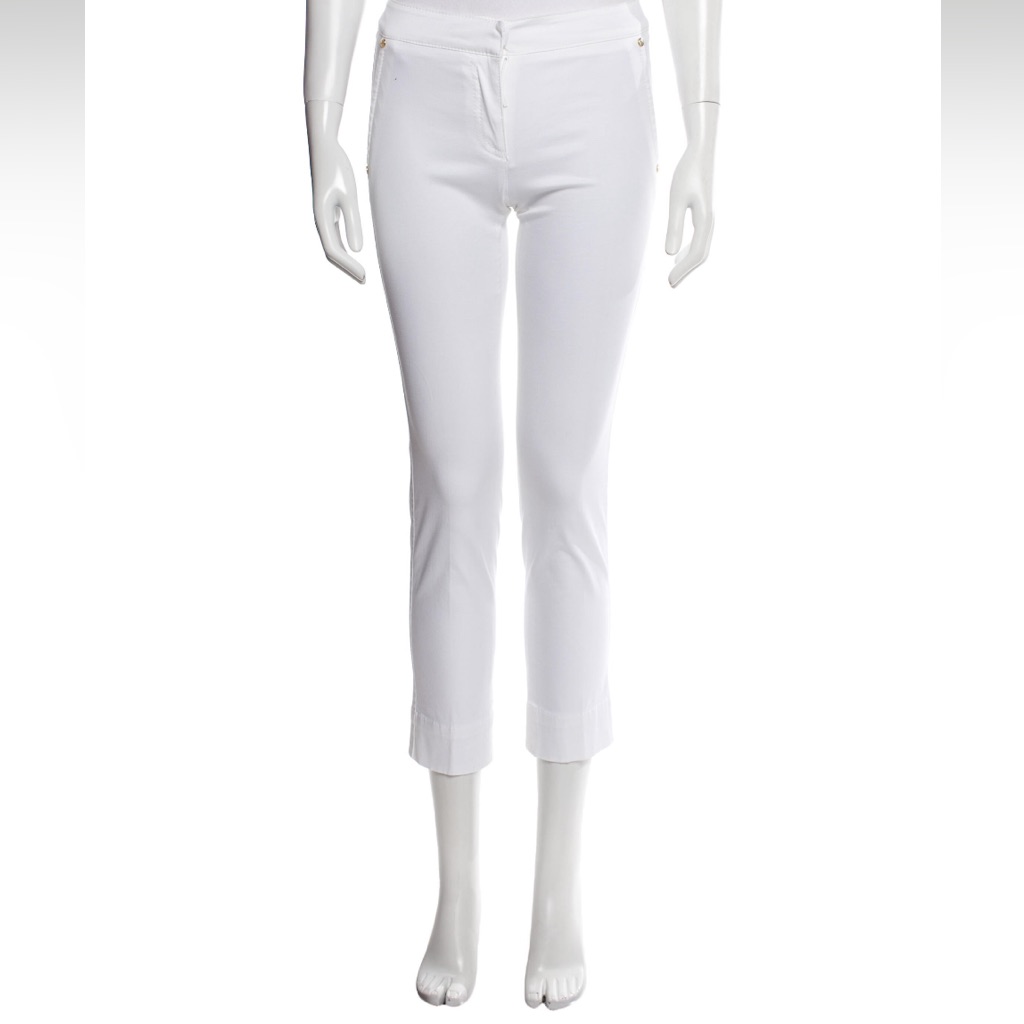 Roberto Cavalli White Straight Leg Pants - Size Medium
